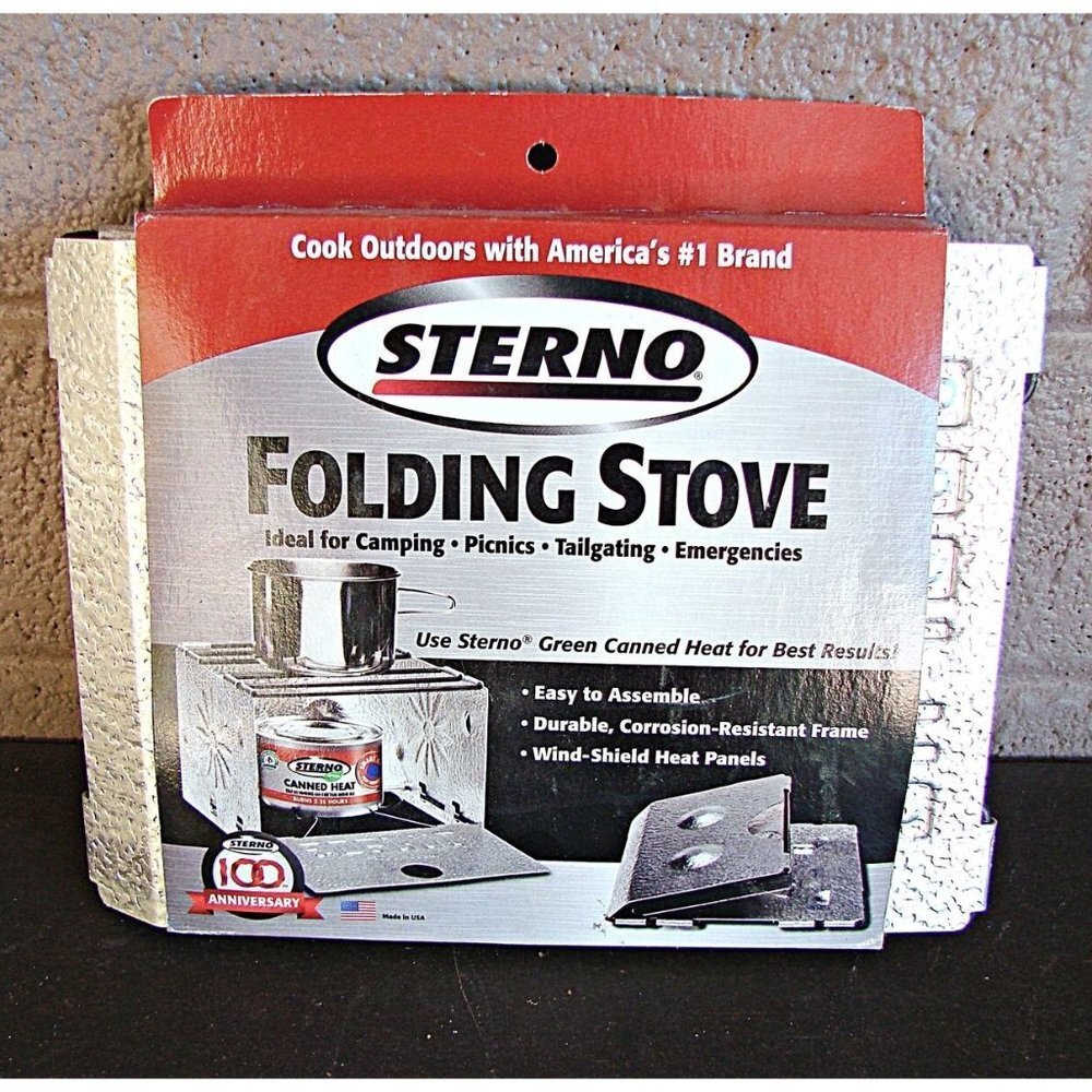 Sterno Single Burner Outdoor Camping Cooking Aluminum Folding Stove 70308 Silver